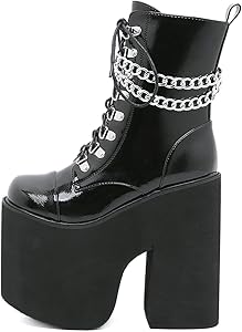ちょぴ Amazon.com | GooMaShoes Women's Black High Heel Goth Chunky